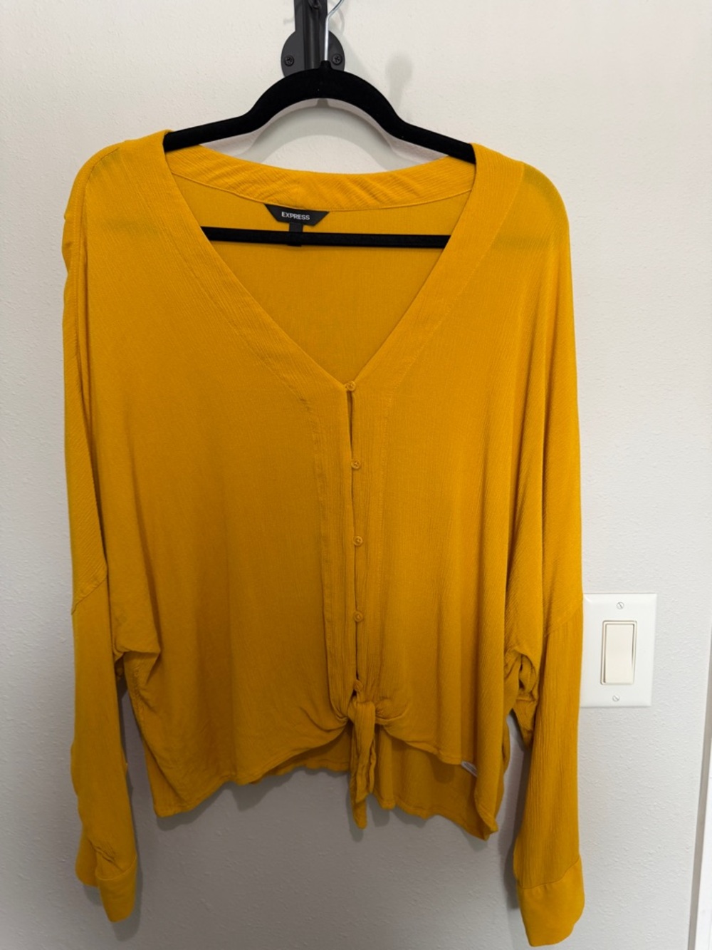 Express Drop Shoulder Tie Front Blouse